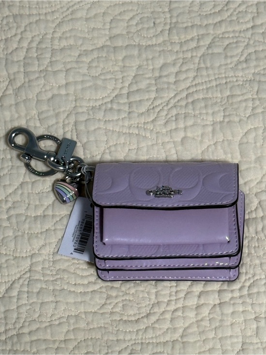 Coach Accessories - Coach Lilac Patent Leather Card Case Keychain with Heart Charm! NWT
